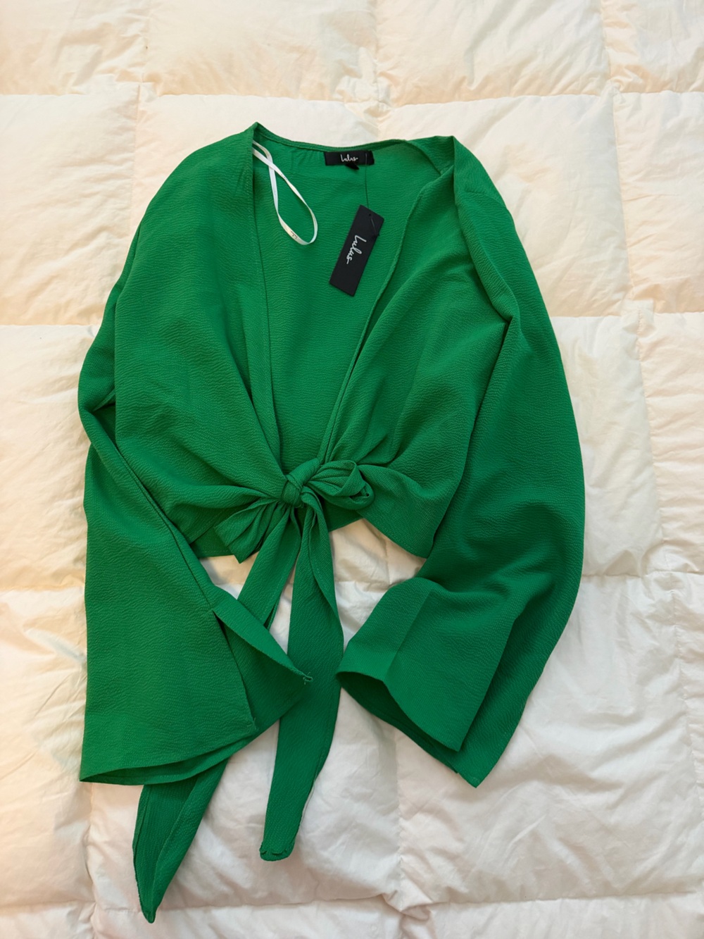 Lulu's Green Tie-Front Crop Top